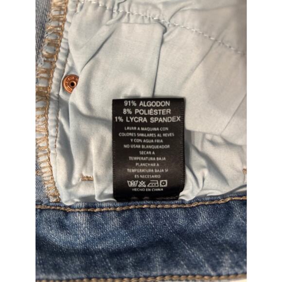 Dear John Classic 90's Medium Wash Distressed Mid-Rise Stretch Denim Shorts 31 - Picture 6 of 9